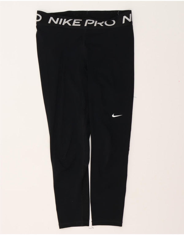 NIKE Leggings gráficos Dri Fit para mujer UK 12 Mediano Negro Poliéster