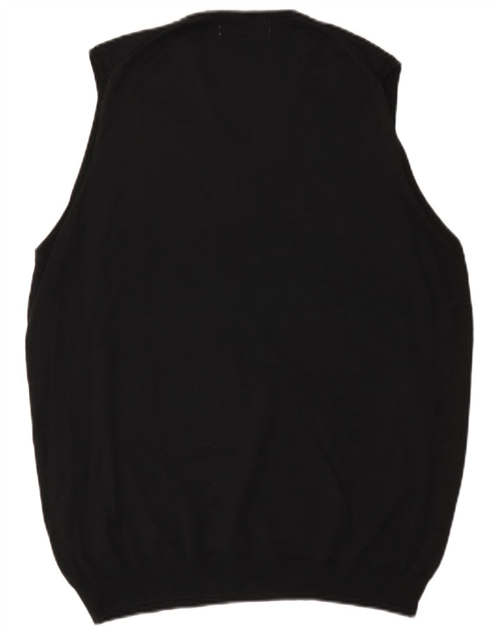 Zara Hombre Basic Vest Tank Top Grande Negro Algodón