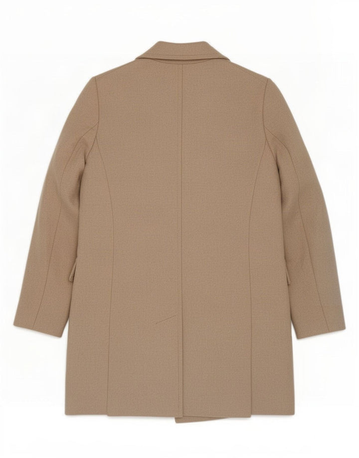 Zara Mujer Abrigo Cruzado UK 10 Small Lana Beige