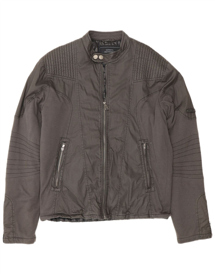 Energie Chaqueta motera para hombre UK 42 XL Algodón gris
