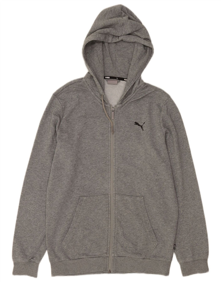 Puma Sudadera con capucha y cremallera para hombre, talla pequeña, algodón gris