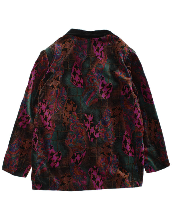 Vintage mujer 5 botones Blazer chaqueta Reino Unido 16 grande multicolor Paisley