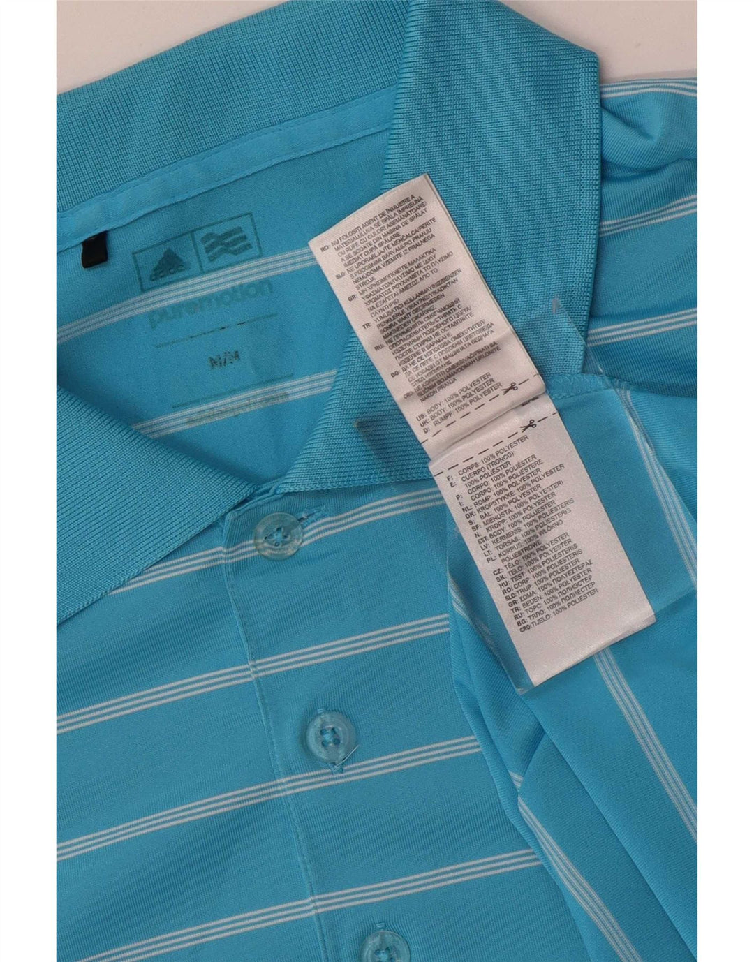 Polo Adidas Hombre Poliéster Rayas Azul Medio