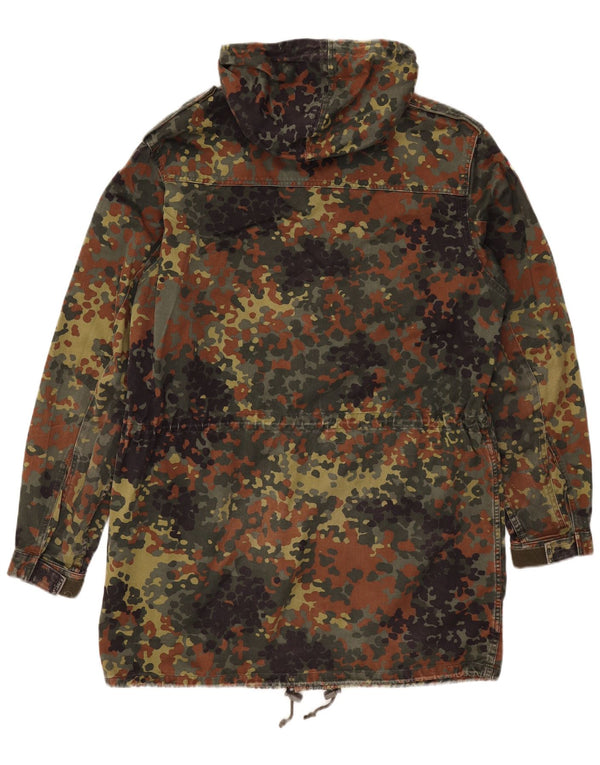 Vintage hombres con capucha abrigo militar Reino Unido 40 gran camuflaje caqui