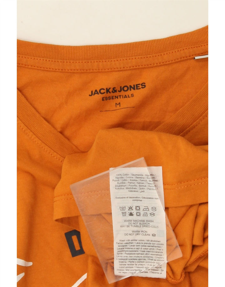 JACK & JONES Hombre Camiseta Gráfica Top Algodón Naranja Mediano