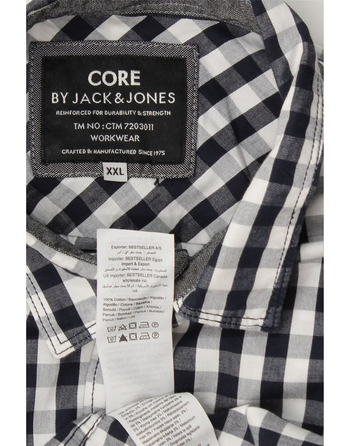 Jack & Jones Camisa para hombre 2XL Algodón a cuadros azul marino