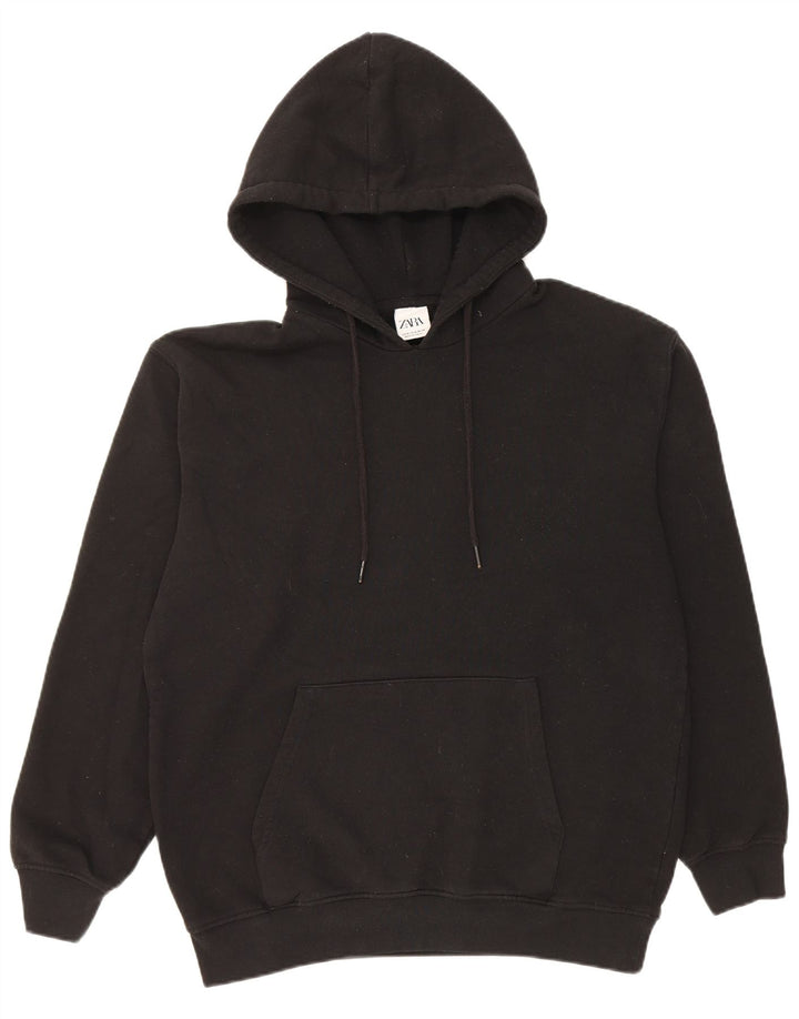 Zara Hombre Sudadera Con Capucha Jersey Mediano Negro Algodón