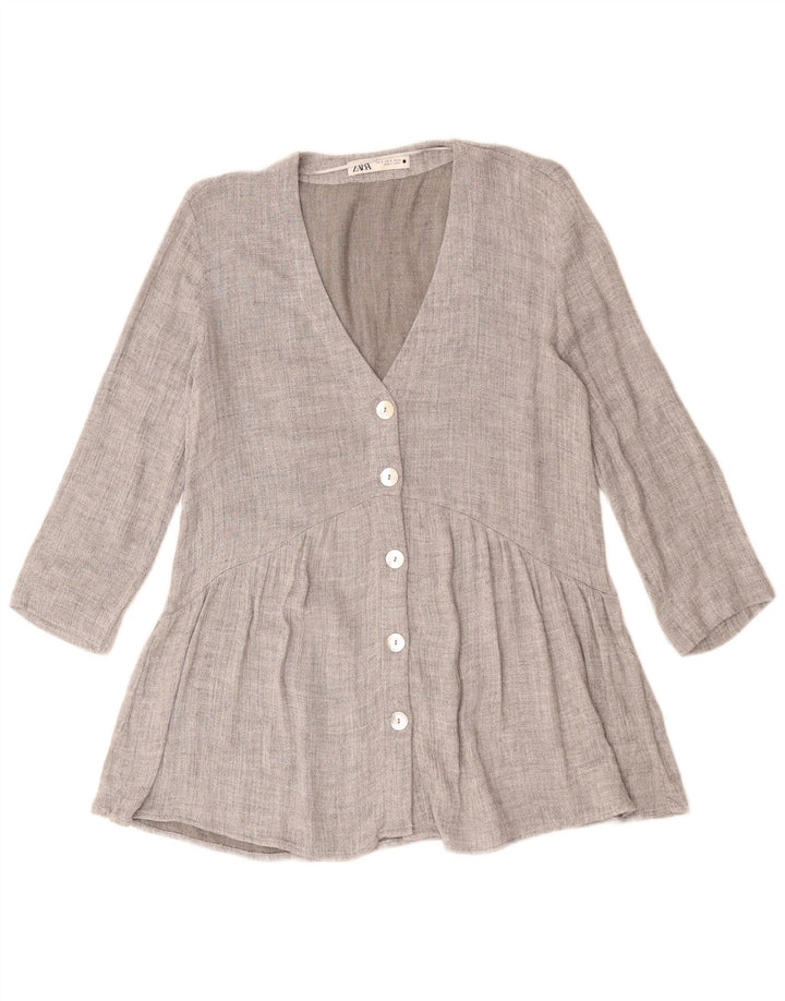 ZARA Chaqueta Blazer de 5 Botones y Manga 3/4 para Mujer UK 40 Small Gris