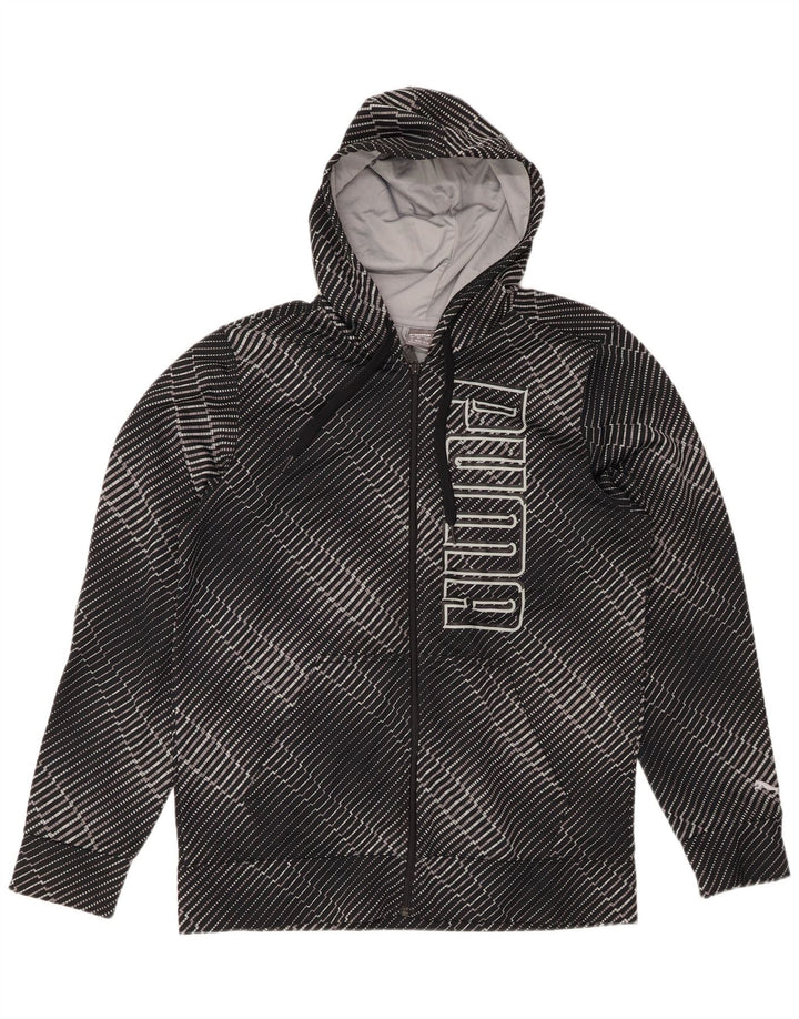 PUMA Mens Graphic Zip Hoodie Sweater Medium Black Striped Polyester