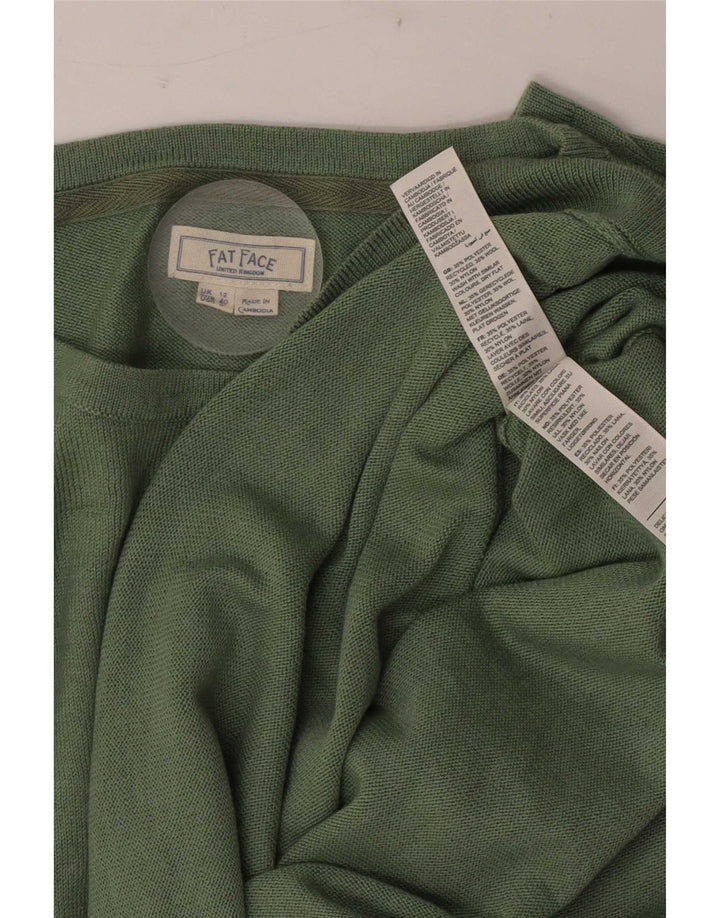 Suéter tipo jersey para mujer con cuello barco de Fat Face UK 40 Poliéster verde medio