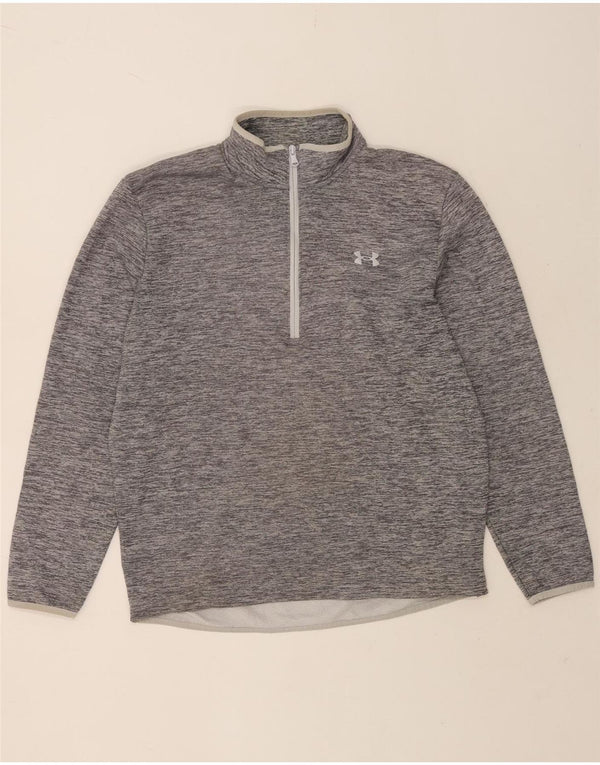 Under Armour Mens Zip Neck Sweatshirt Jumper Medium Grey Flecked Polyester