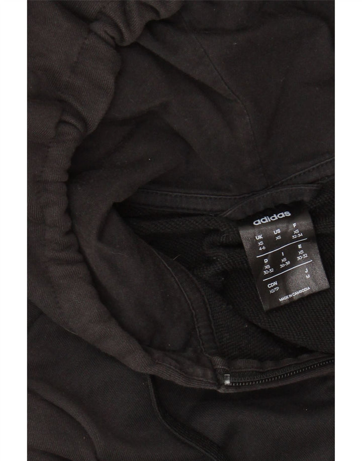 ADIDAS Sudadera con capucha y cremallera gráfica para mujer UK 4/6 XS Negro