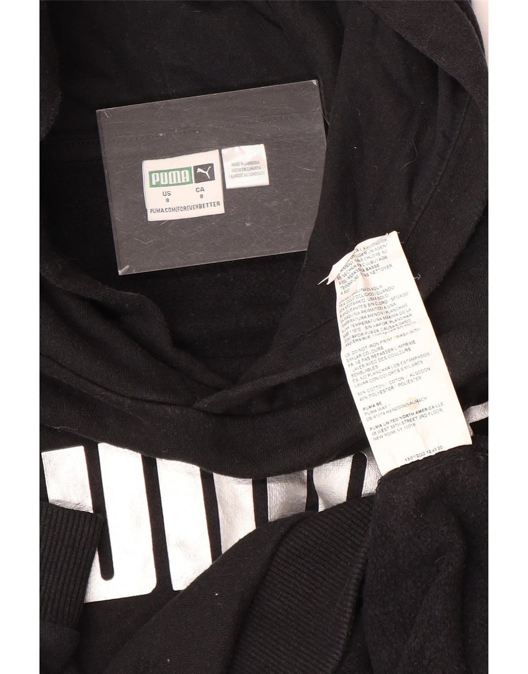 PUMA Sudadera con capucha gráfica para niñas 7-8 años Algodón negro