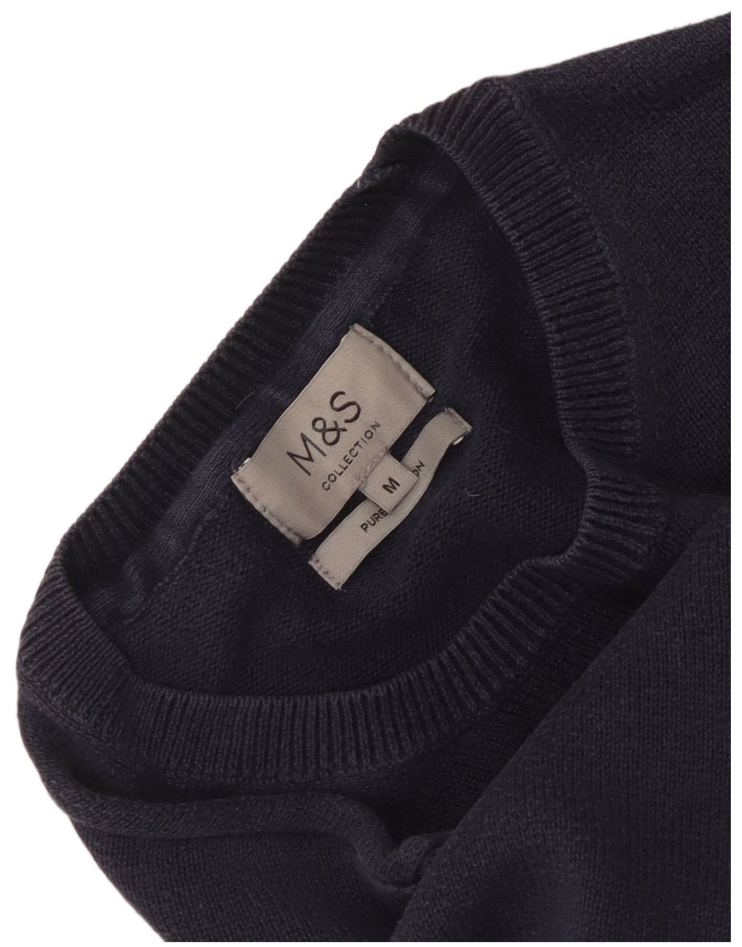 Marks & Spencer Jersey de cuello redondo para hombre de algodón azul marino mediano