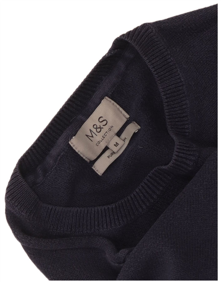 Marks & Spencer Jersey de cuello redondo para hombre de algodón azul marino mediano