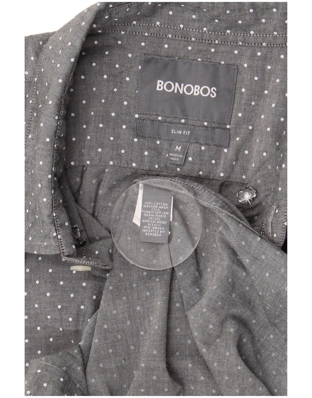BONOBOS Camisa Slim Fit De Algodón Con Manchas Gris Medio Hombre