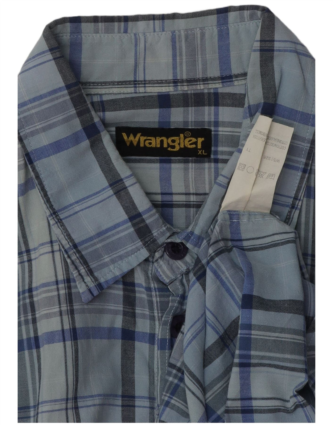 WRANGLER Camisa Hombre XL Azul Cuadros Algodón