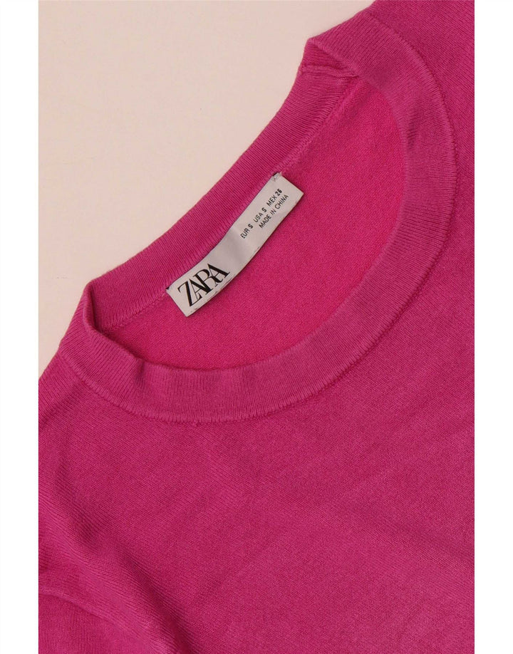 Zara - Jersey de cuello redondo para mujer, talla 10, color rosa