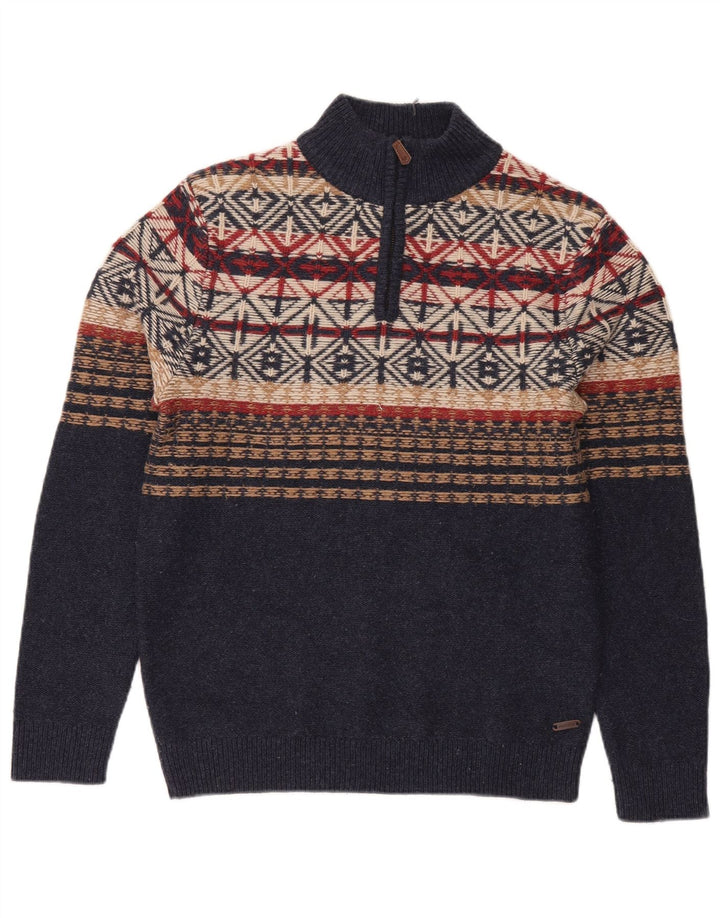 Jersey tipo jersey con cuello y cremallera para hombre de White Stuff, talla pequeña, color azul marino, color Fair Isle