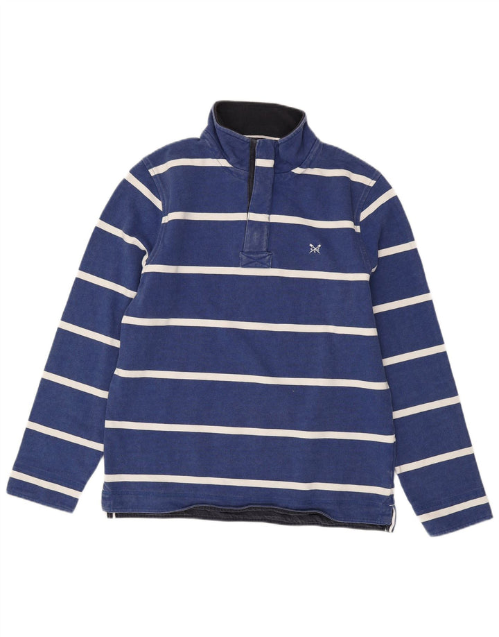 CREW CLOTHING Sudadera con cuello y botones para hombre, jersey, rayas azules medianas