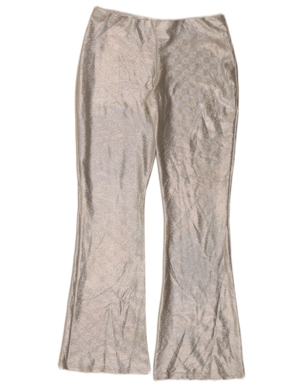 Topshop Pantalones casuales acampanados para mujer UK 10 Small W30 L30 Silver Geométrico