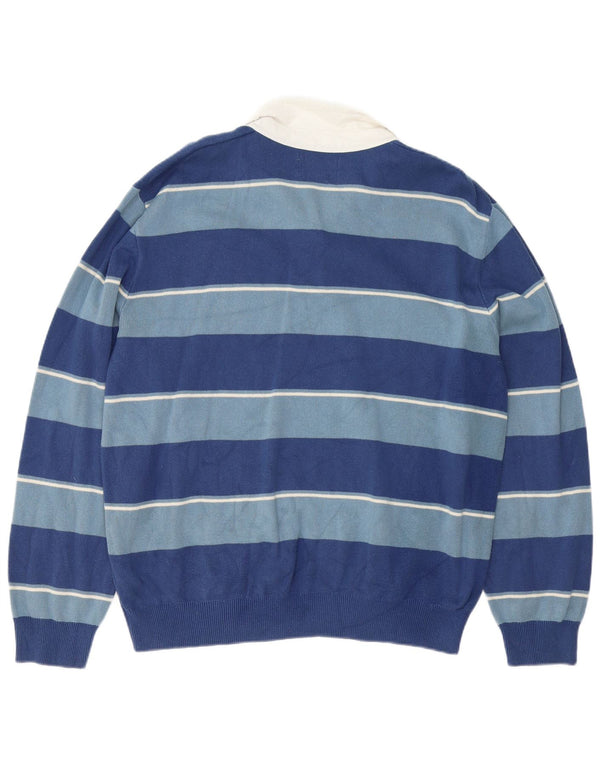 Marks & Spencer - Jersey de cuello polo para hombre, talla XL, algodón a rayas azules