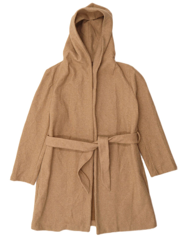 Zara Mujer Abrigo extragrande con capucha UK 10 Small Beige Poliéster