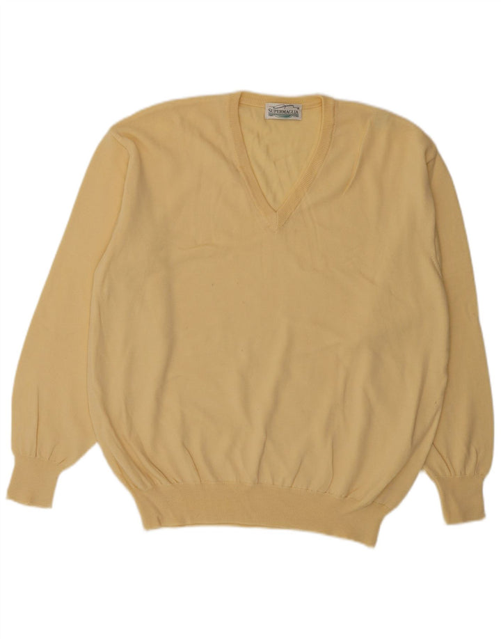 Supermaglia Jersey Con Cuello En V De Lana Amarillo Medio Hombre