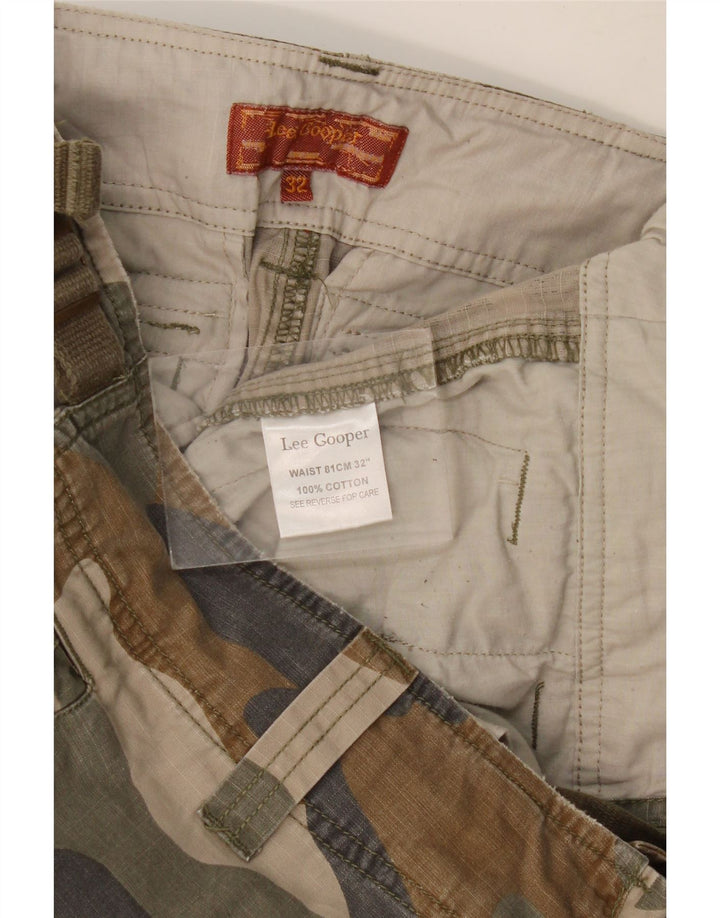 LEE Mens Cargo Shorts W32 Medium Khaki Camuflaje Algodón