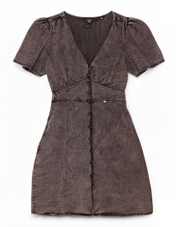 Superdry Vestido Vaquero Mujer UK 40 Small Gris Lyocell
