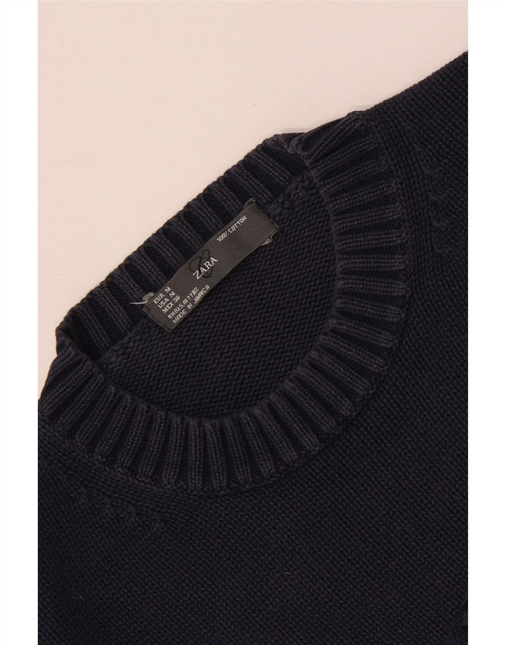 Zara Hombre Jersey Cuello Redondo Jersey Medio Azul Marino Algodón