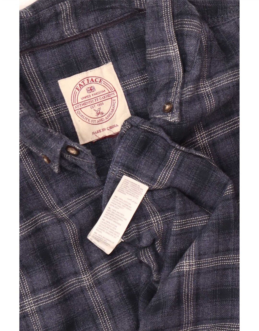Camisa de franela para hombre de Fat Face de algodón a cuadros en azul marino mediano