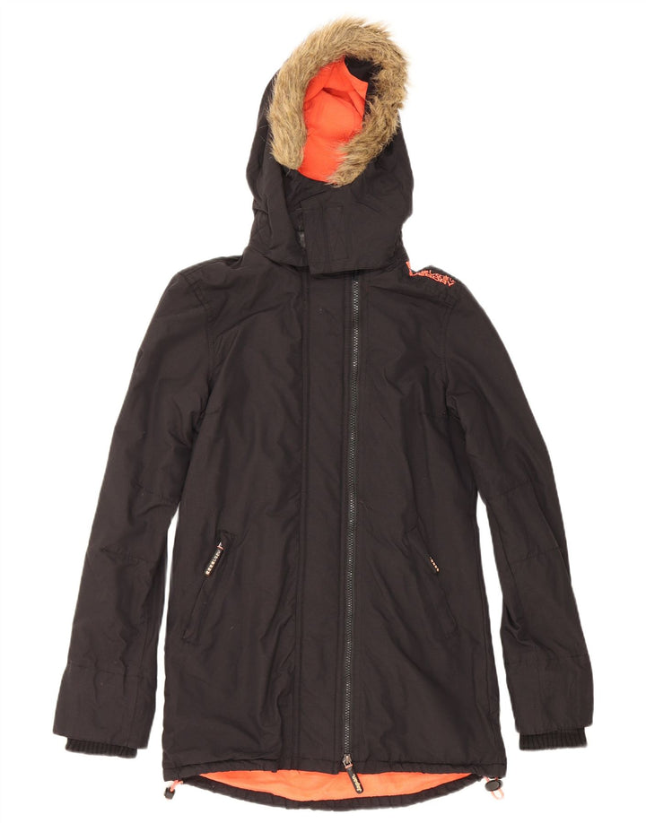 Superdry Parka con capucha para mujer UK 6 XS Poliéster negro