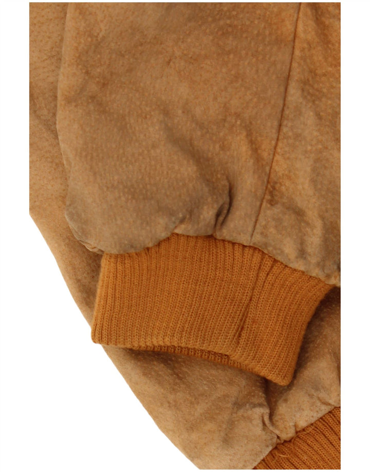 TALLY HO Chaqueta bomber de ante corta de gran tamaño para mujer UK 10 Small Brown