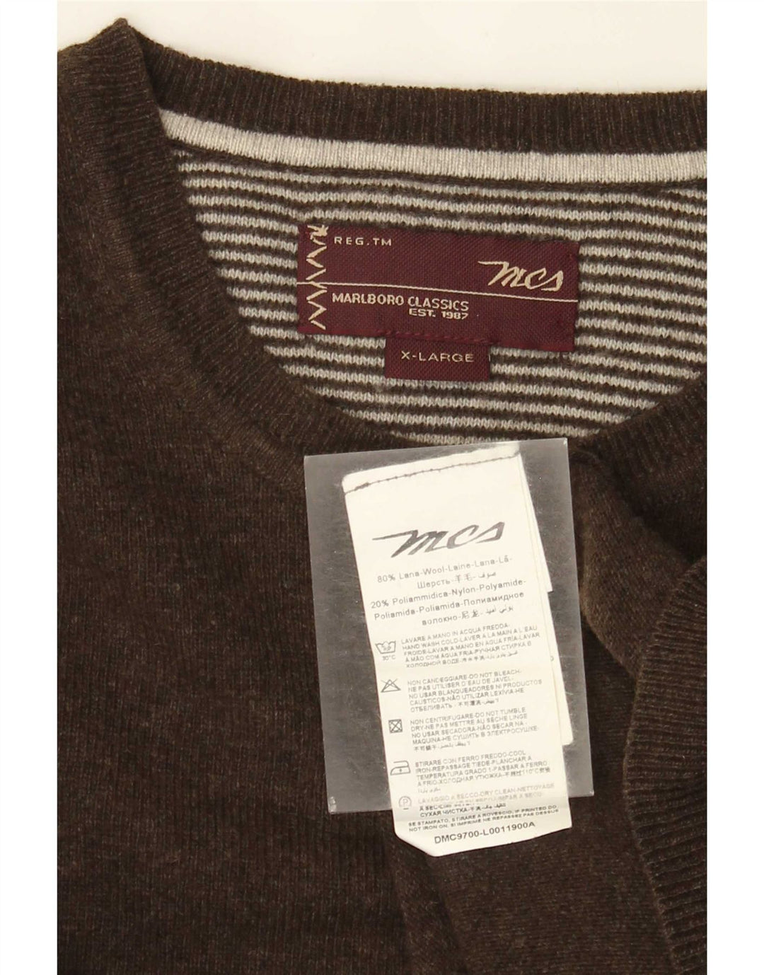Marlboro Classics Jersey De Cuello Redondo Para Hombre XL Lana Marrón