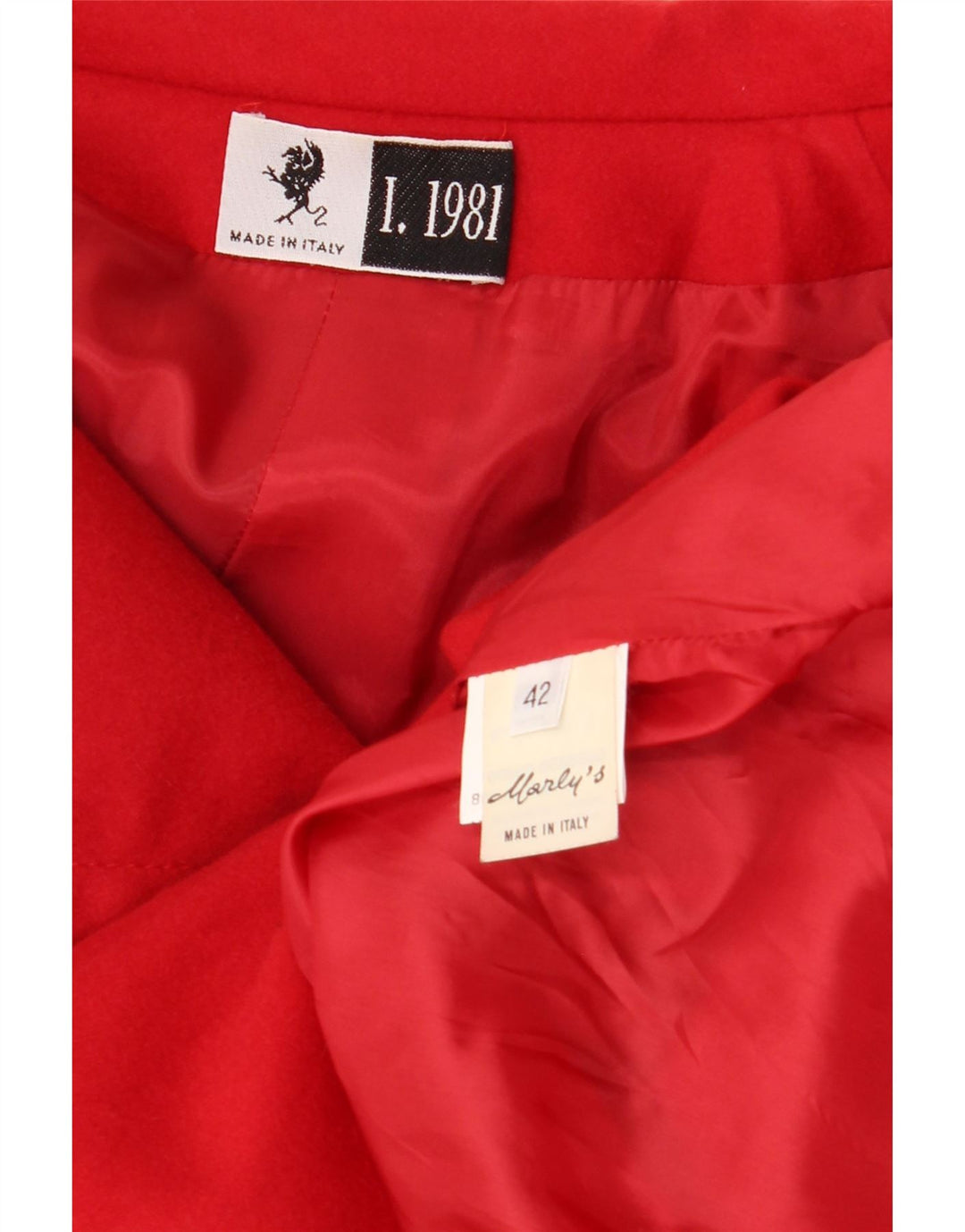 Abrigo vintage de mujer con doble botonadura IT 42 Lana roja mediana