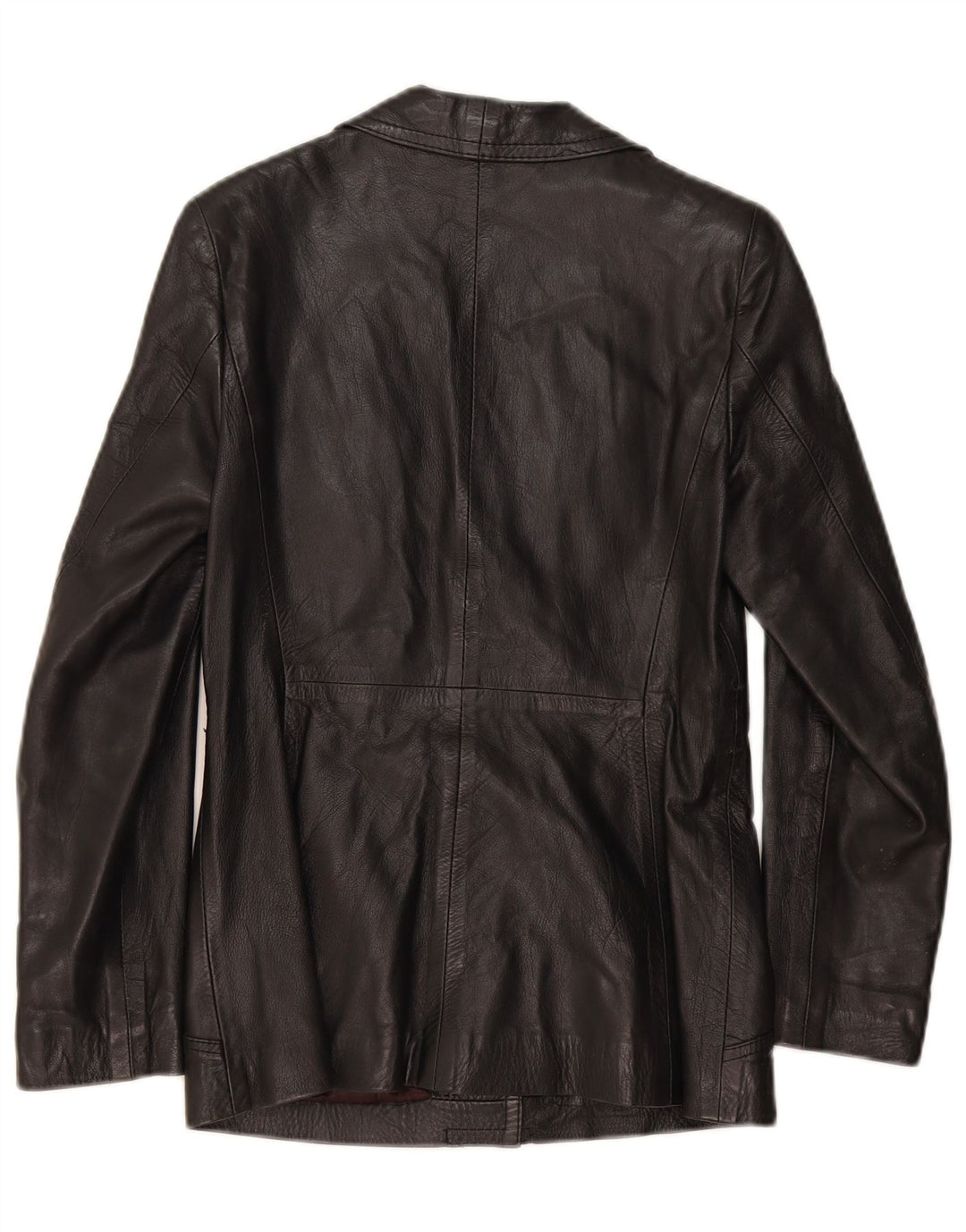 Vintage mujer 2 botones cuero Blazer chaqueta IT 44 cuero negro medio