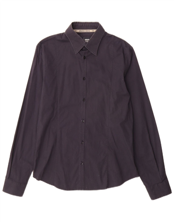 Camisa Armani Jeans Hombre Medio Azul Marino Algodón