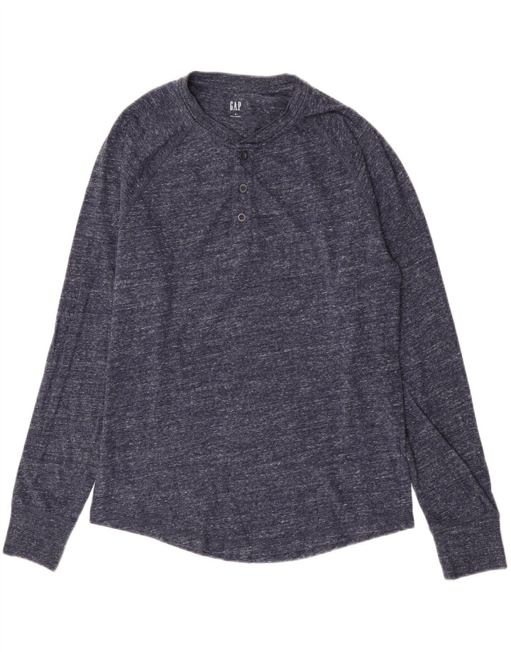 Gap Hombre Top Manga Larga Algodón Moteado Azul Marino Medio