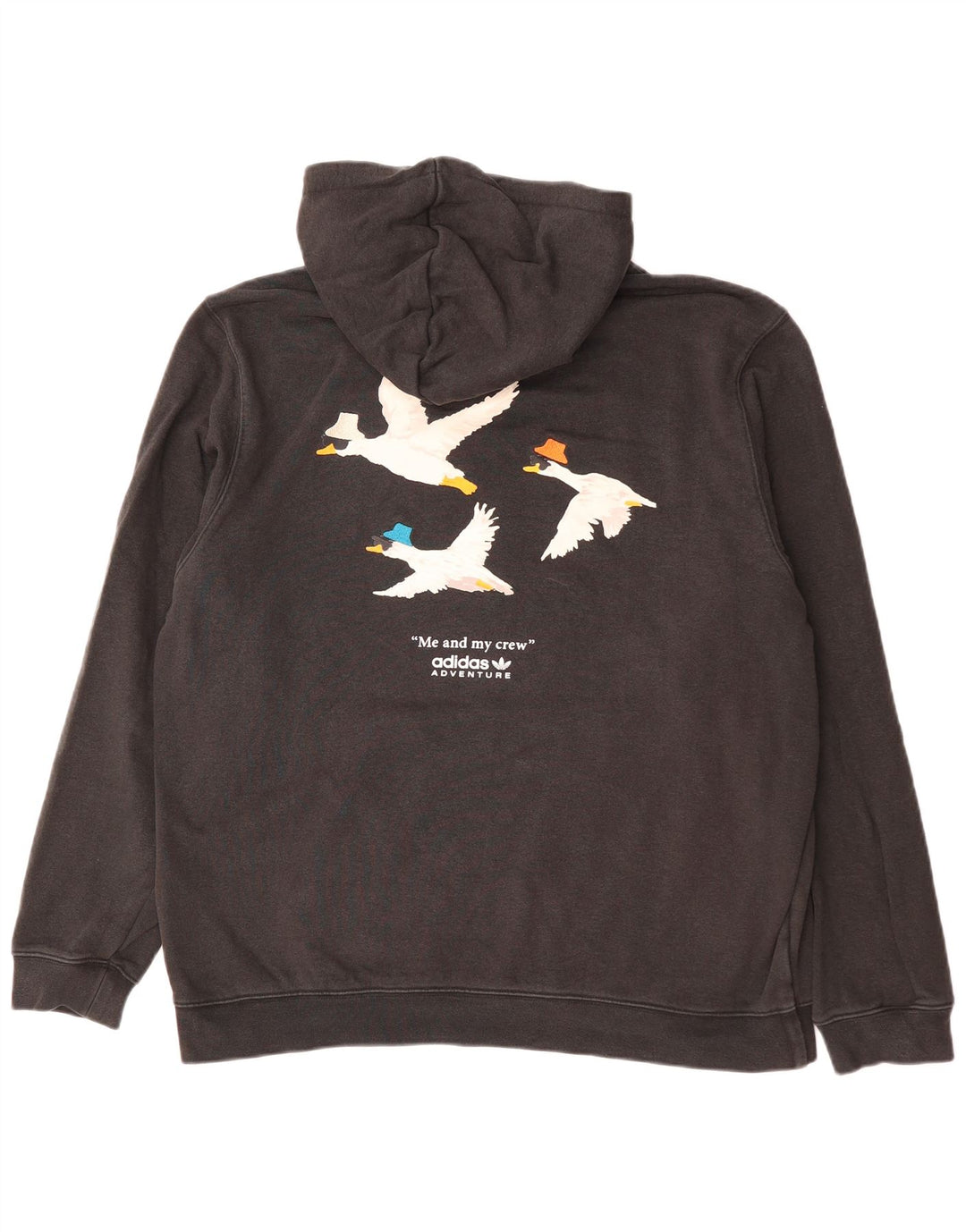 ADIDAS Hombre Adventure Graphic Sudadera con capucha Jumper XL Algodón negro