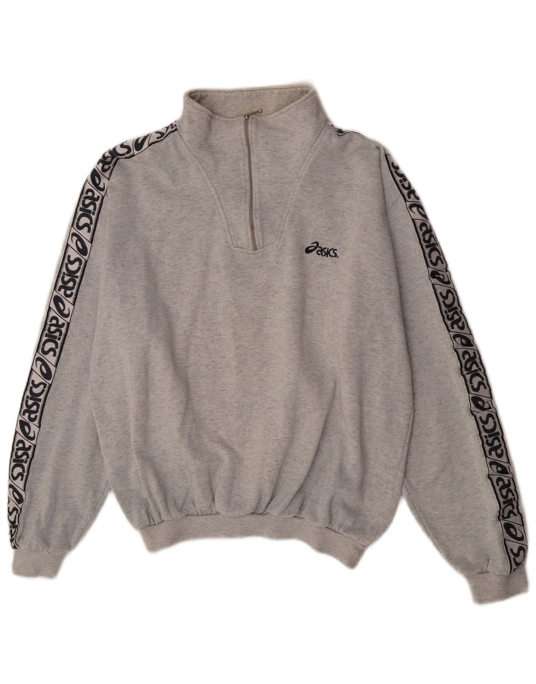 Asics Hombre Graphic Zip Neck Sudadera Jumper Grande Gris