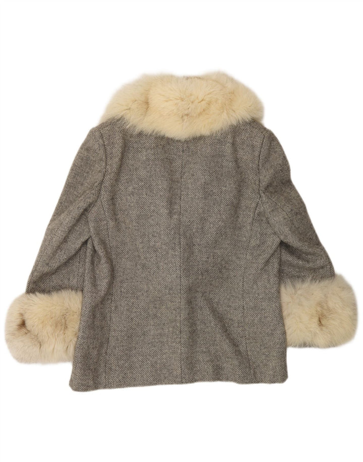 Vintage mujer Blazer chaqueta Reino Unido 16 gris grande