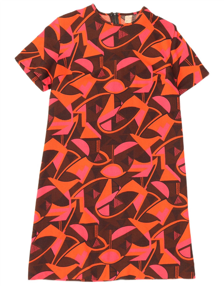 Vestido recto vintage para mujer IT 46 Poliéster geométrico multicolor grande
