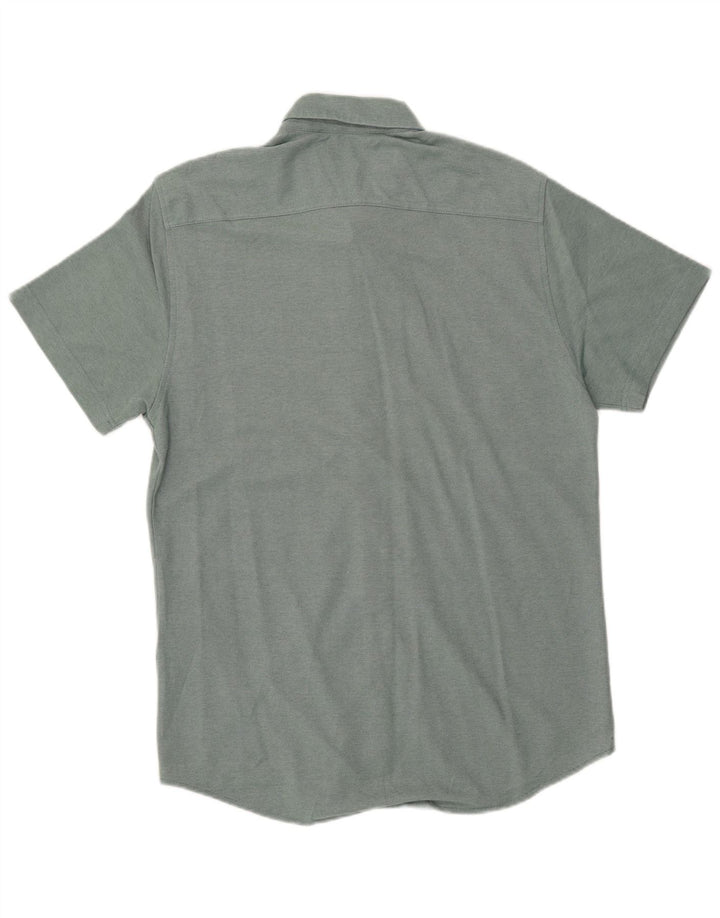 DOCKERS Camisa de manga corta de corte moderno para hombre de algodón verde medio