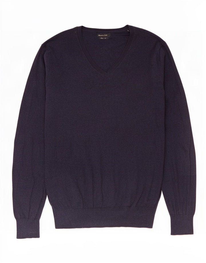 Massimo Dutti Jersey Con Cuello En V Hombre Azul Marino Medio