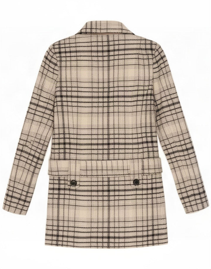 Jane Norman Abrigo para mujer UK 8 Small Grey Check Wool