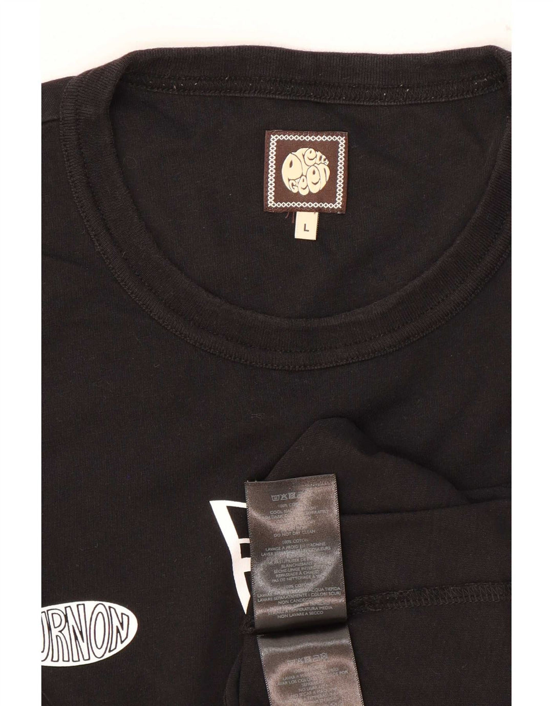 Pretty Green Top gráfico para hombre de manga larga de algodón negro grande