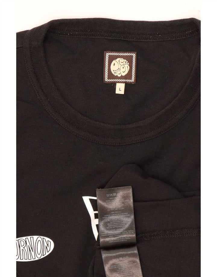 Pretty Green Top gráfico para hombre de manga larga de algodón negro grande