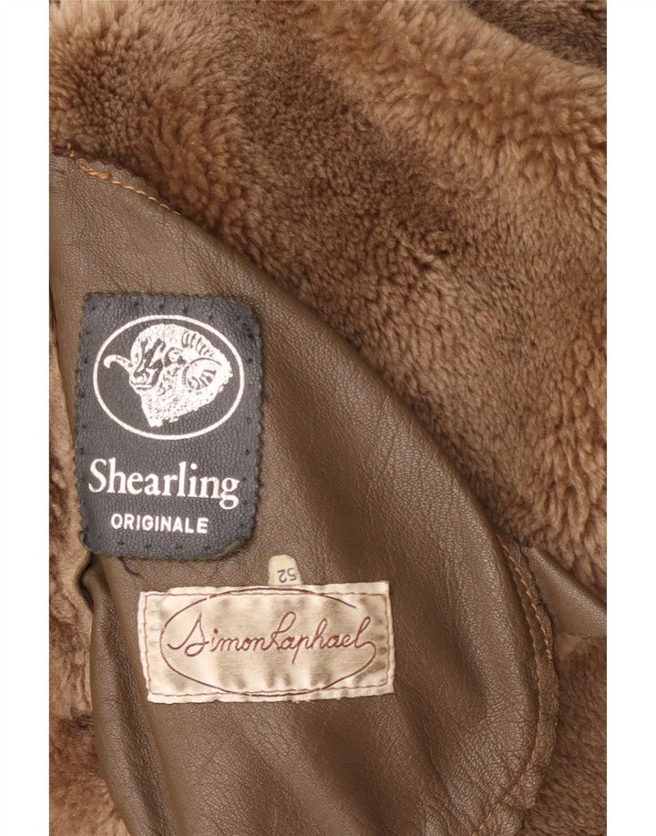 Chaqueta de piel de oveja vintage para hombre IT 52 XL Beige Shearling