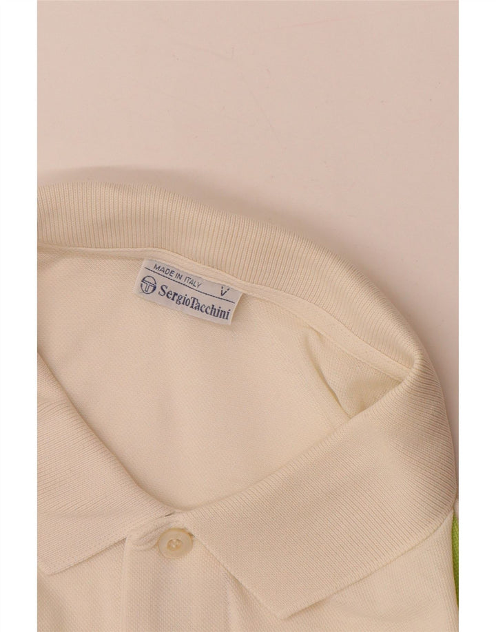SERGIO TACCHINI Polo para hombre EU 50 Medium Off White Algodón geométrico